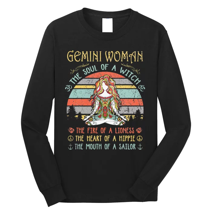 Gemini Woman The Soul Of A Witch Vintage Birthday Long Sleeve Shirt