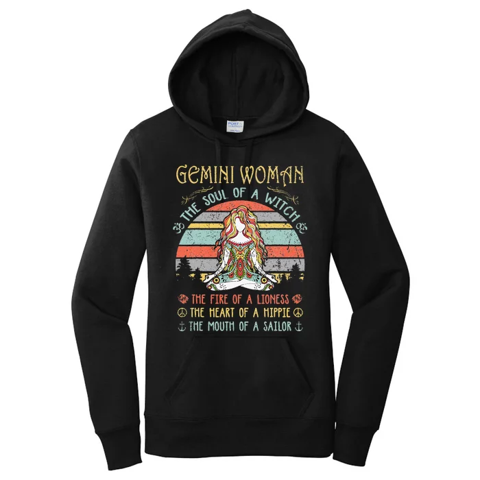 Gemini Woman The Soul Of A Witch Vintage Birthday Women's Pullover Hoodie