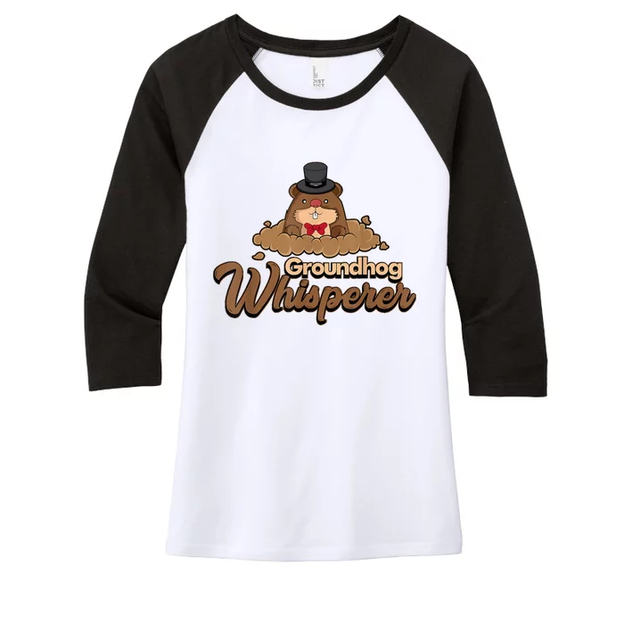 Groundhog Whisperer Tee Funny Groundhog Forecasting Women's Tri-Blend 3/4-Sleeve Raglan Shirt