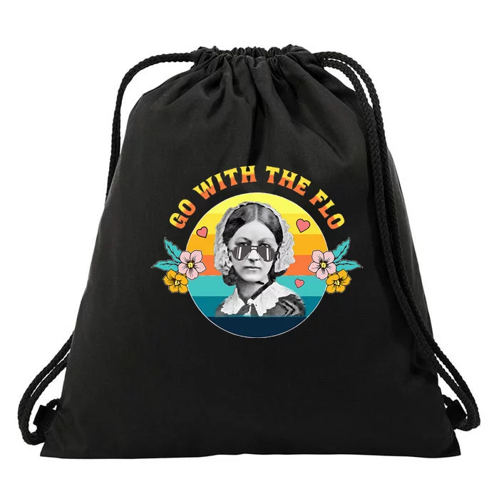 Go With The Flo Nurses Day Week Celebration Drawstring Bag