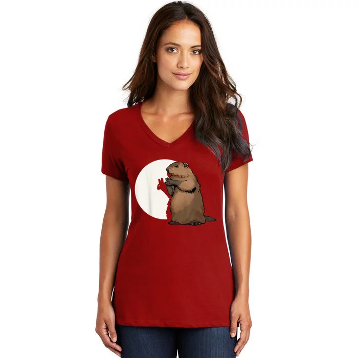 Groundhog Whisperer Tee Funny Team Shadow Crew Groundhog Day Women's V-Neck T-Shirt