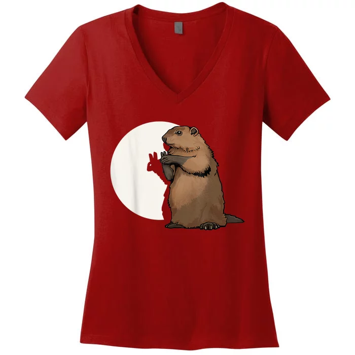 Groundhog Whisperer Tee Funny Team Shadow Crew Groundhog Day Women's V-Neck T-Shirt