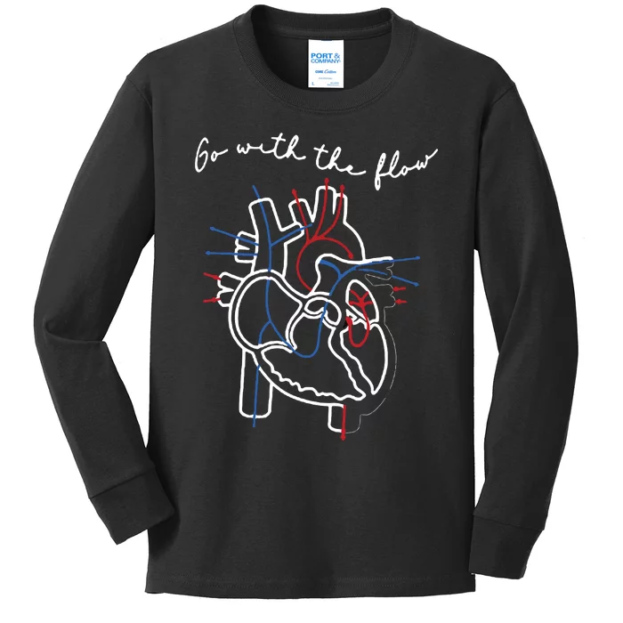 Go With The Flow Heart Kids Long Sleeve Shirt