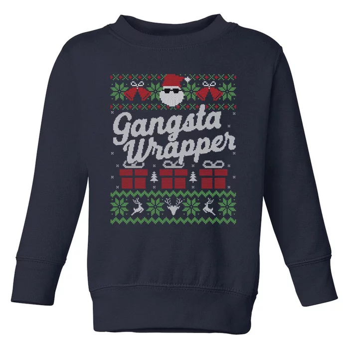 Gansta Wrapper Ugly Christmas Sweater Funny Santa Toddler Sweatshirt