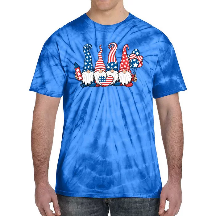 Gnomes With Usa American Flag 4th Of July Gift Tie-Dye T-Shirt