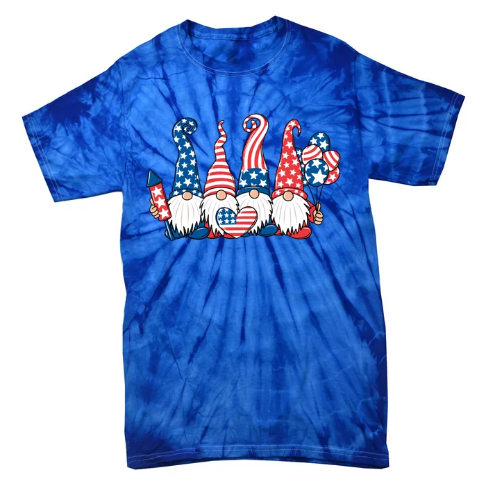 Gnomes With Usa American Flag 4th Of July Gift Tie-Dye T-Shirt