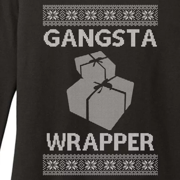 Gangsta Wrapper Ugly Christmas Sweater Womens CVC Long Sleeve Shirt