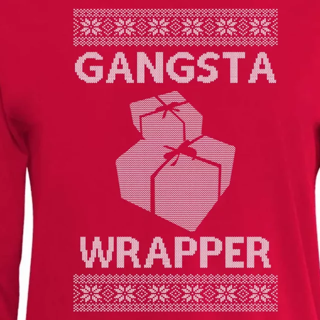 Gangsta Wrapper Ugly Christmas Sweater Womens Cotton Relaxed Long Sleeve T-Shirt