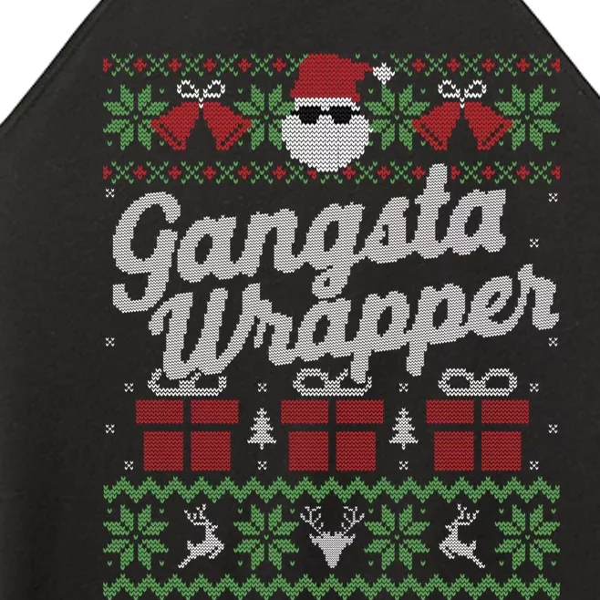 Gansta Wrapper Ugly Christmas Sweater Funny Santa Women’s Perfect Tri Rocker Tank