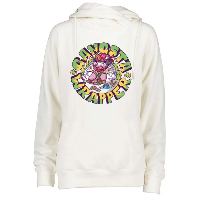 Gangsta Wrapper Unicorn Christmas Womens Funnel Neck Pullover Hood