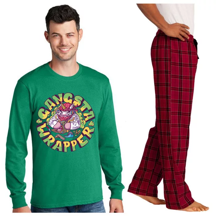 Gangsta Wrapper Unicorn Christmas Long Sleeve Pajama Set