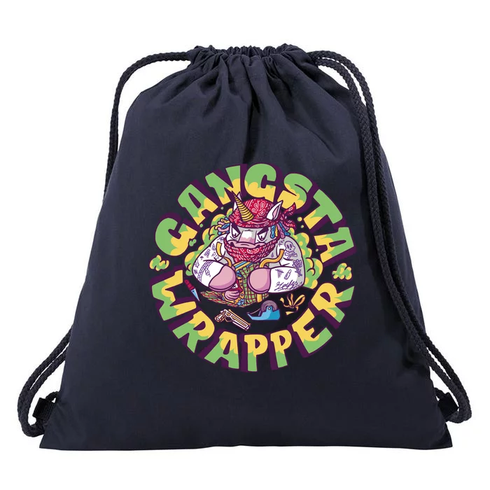 Gangsta Wrapper Unicorn Christmas Drawstring Bag