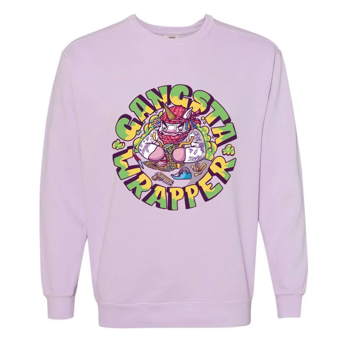 Gangsta Wrapper Unicorn Christmas Garment-Dyed Sweatshirt