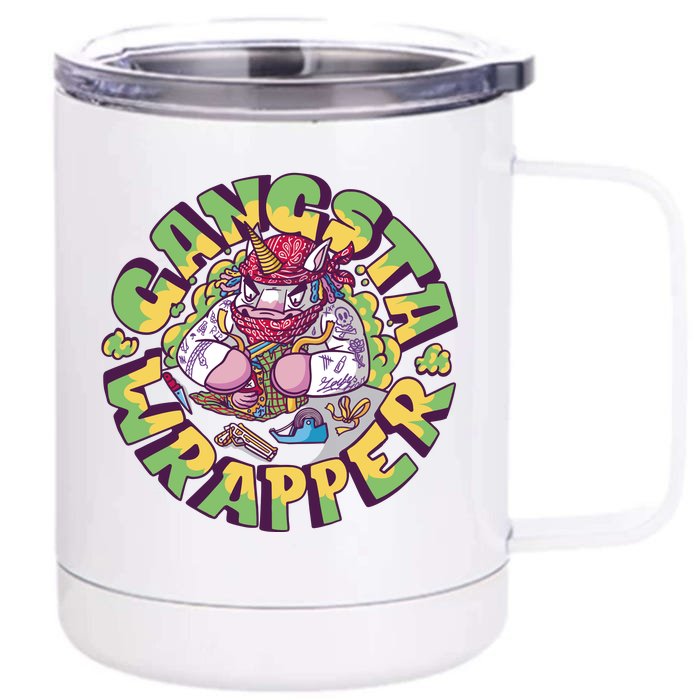 Gangsta Wrapper Unicorn Christmas Front & Back 12oz Stainless Steel Tumbler Cup