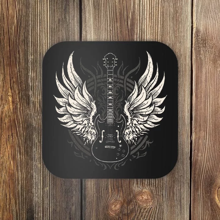 Guitar Wings Vintage Retro 80s Rock & Roll Music Coaster