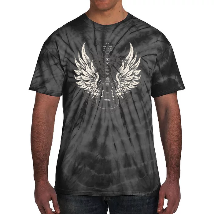 Guitar Wings Vintage Retro 80s Rock & Roll Music Tie-Dye T-Shirt