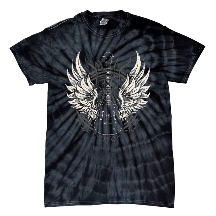 Guitar Wings Vintage Retro 80s Rock & Roll Music Tie-Dye T-Shirt