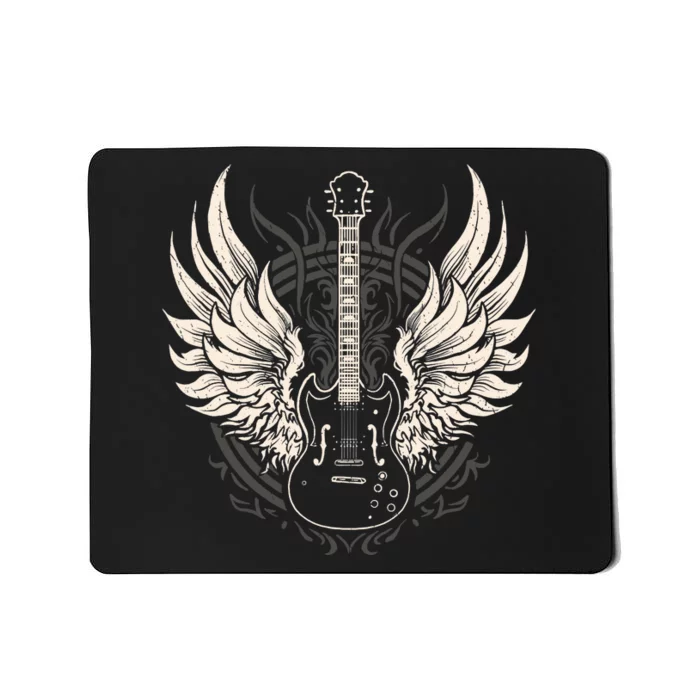 Guitar Wings Vintage Retro 80s Rock & Roll Music Mousepad