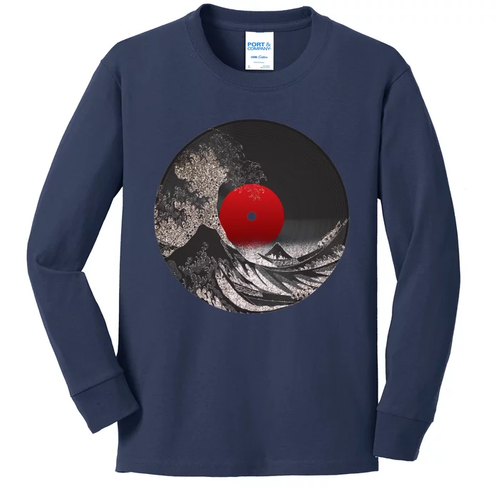 Great Waves Vinyl Vintage Design Kids Long Sleeve Shirt