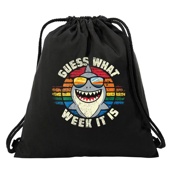 Guess What Week It Is Funny Shark Gift Drawstring Bag