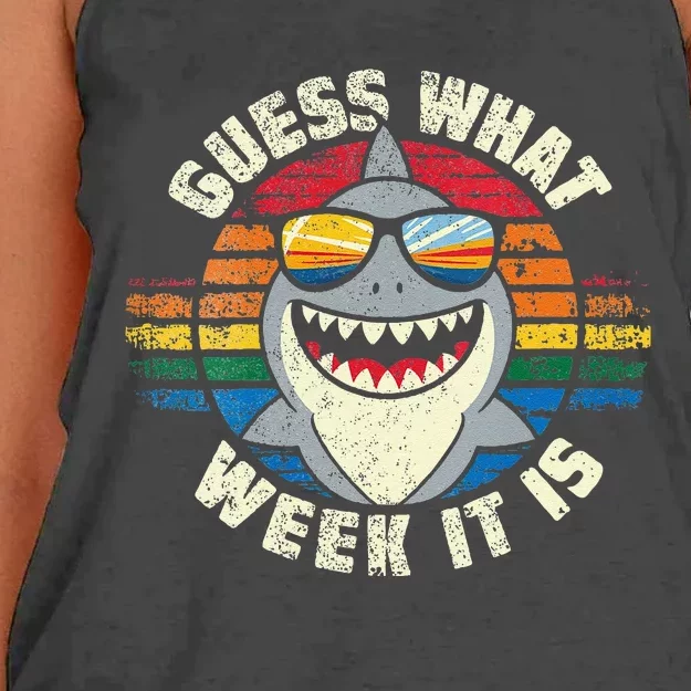 Guess What Week It Is Funny Shark Gift Women's Knotted Racerback Tank