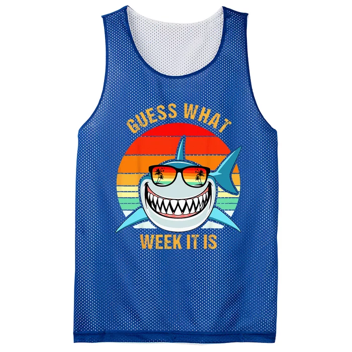 Guess What Week It Is Funny Shark Gift Mesh Reversible Basketball Jersey Tank