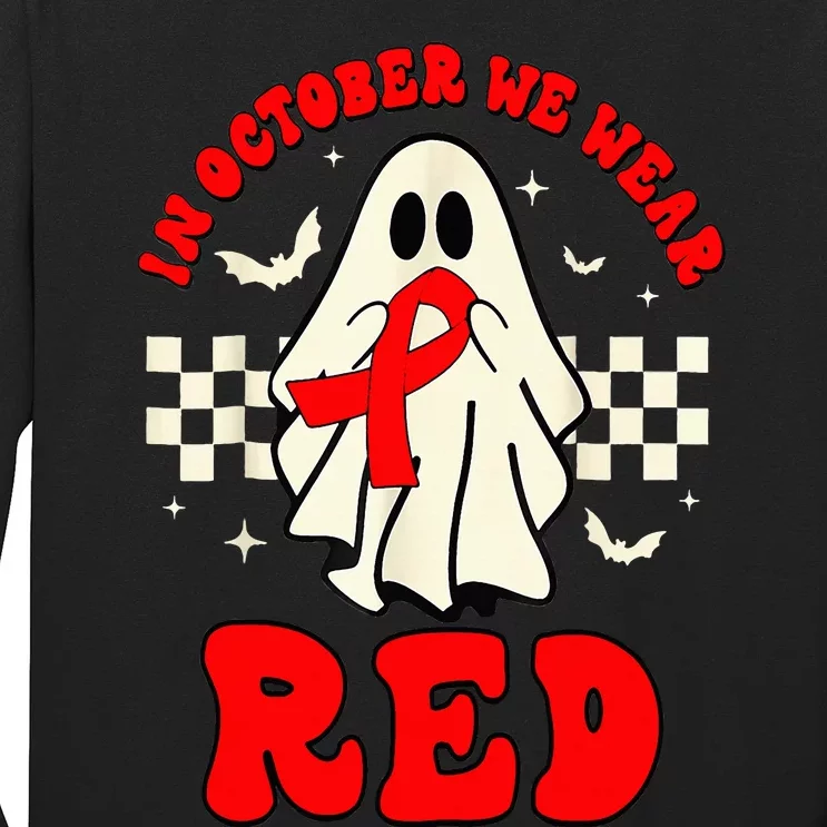 Ghost We Wear Red For Red Ribbon Week Awareness Long Sleeve Shirt