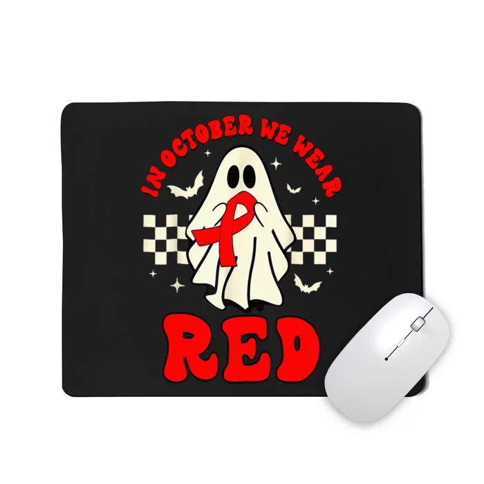 Ghost We Wear Red For Red Ribbon Week Awareness Mousepad