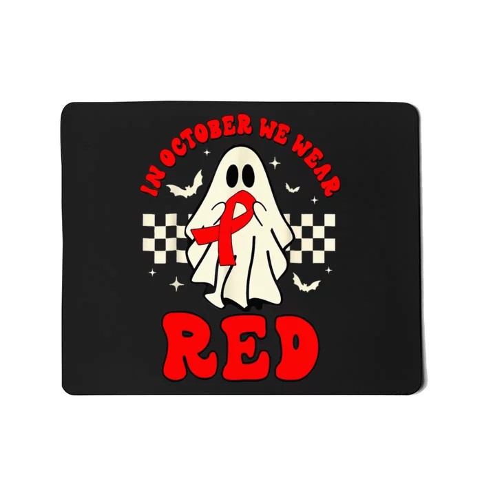 Ghost We Wear Red For Red Ribbon Week Awareness Mousepad