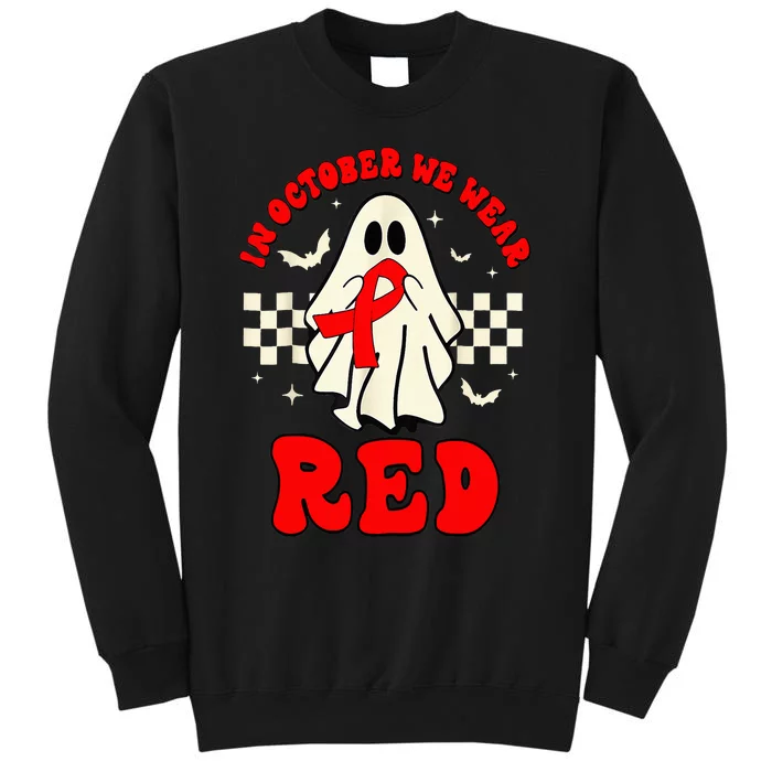 Ghost We Wear Red For Red Ribbon Week Awareness Tall Sweatshirt