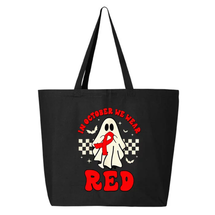 Ghost We Wear Red For Red Ribbon Week Awareness 25L Jumbo Tote