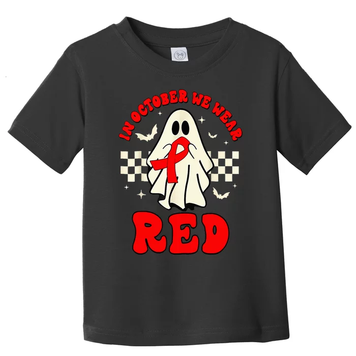 Ghost We Wear Red For Red Ribbon Week Awareness Toddler T-Shirt