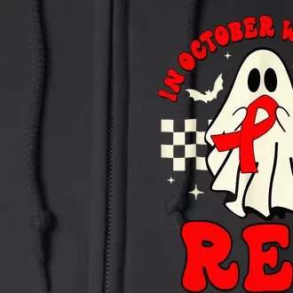 Ghost We Wear Red For Red Ribbon Week Awareness Full Zip Hoodie