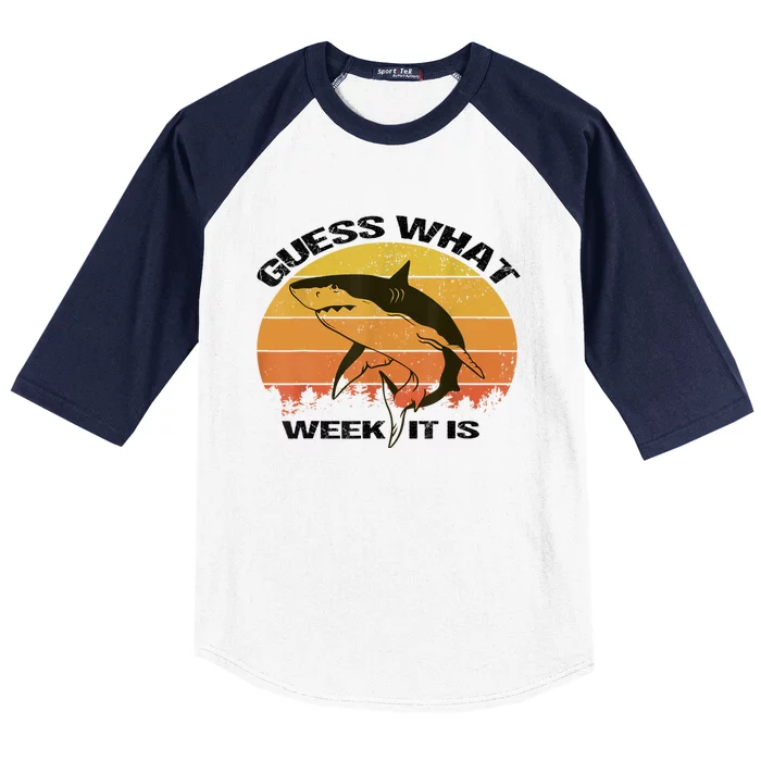 Guess What Week It Is Funny Shark Womens And Kids Baseball Sleeve Shirt