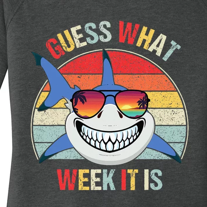 Guess What Week It Is Funny Shark Joke Women's Perfect Tri Tunic Long Sleeve Shirt