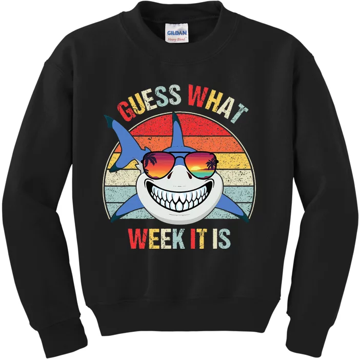 Guess What Week It Is Funny Shark Joke Kids Sweatshirt