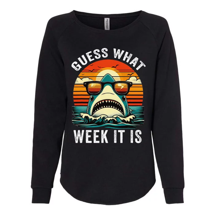 Guess What Week It Is Funny Shark Awareness Support Summer Womens California Wash Sweatshirt