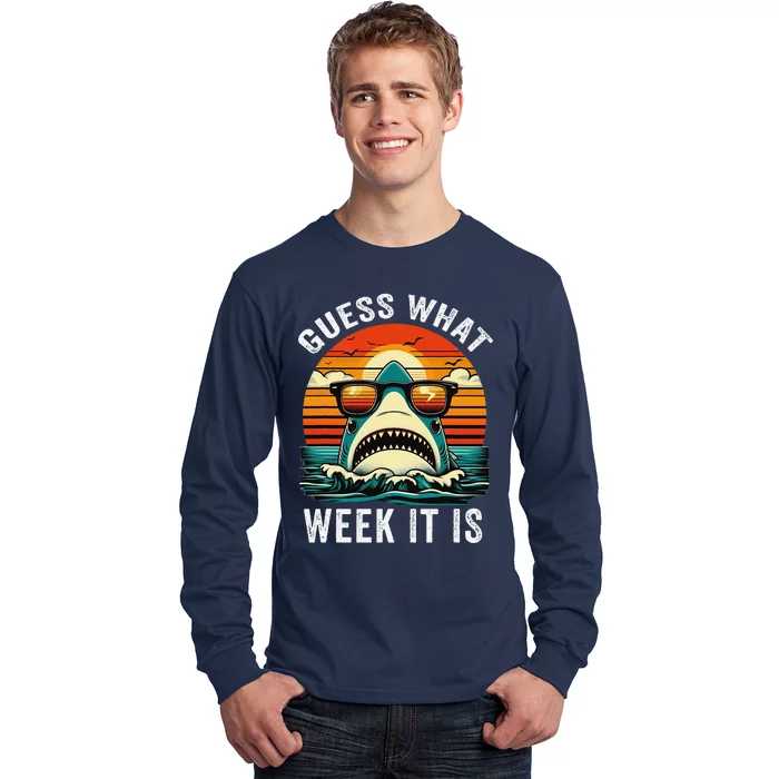 Guess What Week It Is Funny Shark Awareness Support Summer Long Sleeve Shirt