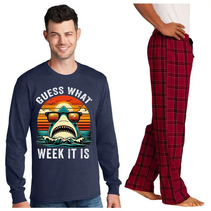 Guess What Week It Is Funny Shark Awareness Support Summer Long Sleeve Pajama Set