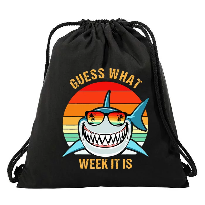 Guess What Week It Is Funny Shark Gift Drawstring Bag