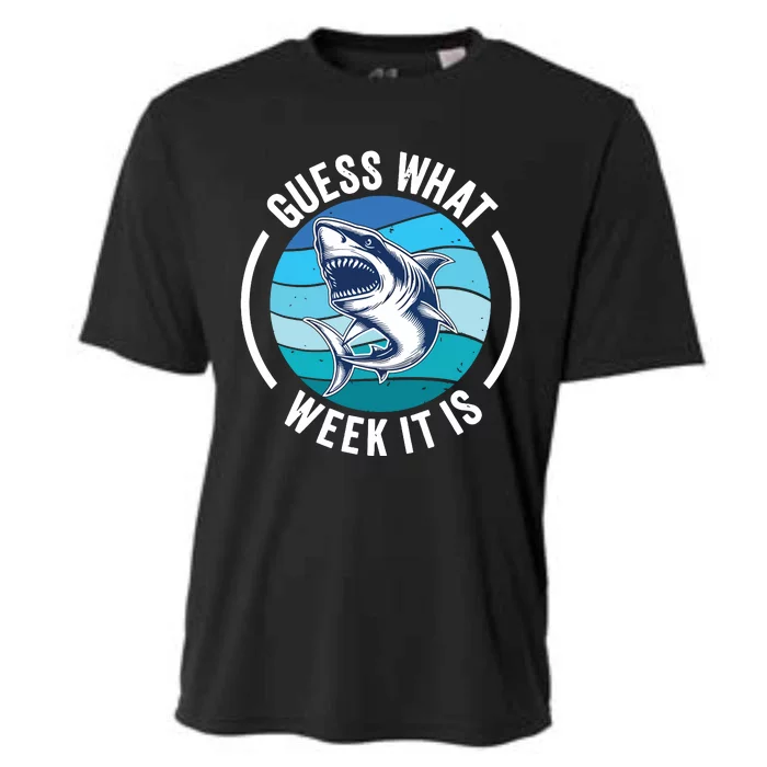 Guess What Week It Is Funny Shark Joke Retro Vintage Ocean Cooling Performance Crew T-Shirt