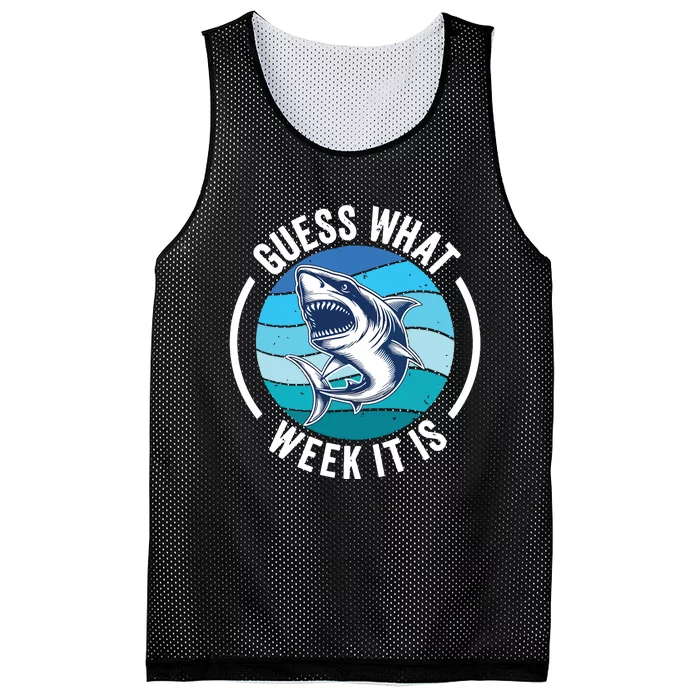 Guess What Week It Is Funny Shark Joke Retro Vintage Ocean Mesh Reversible Basketball Jersey Tank