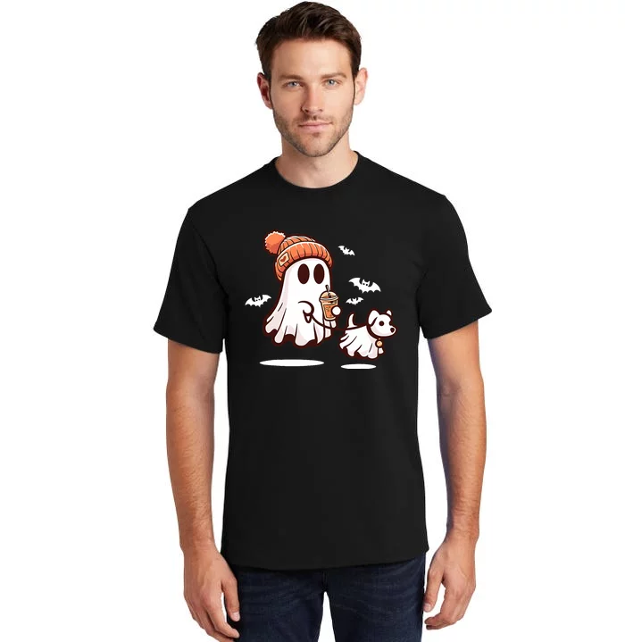 Ghost With Walking Dog Halloween Tall T-Shirt