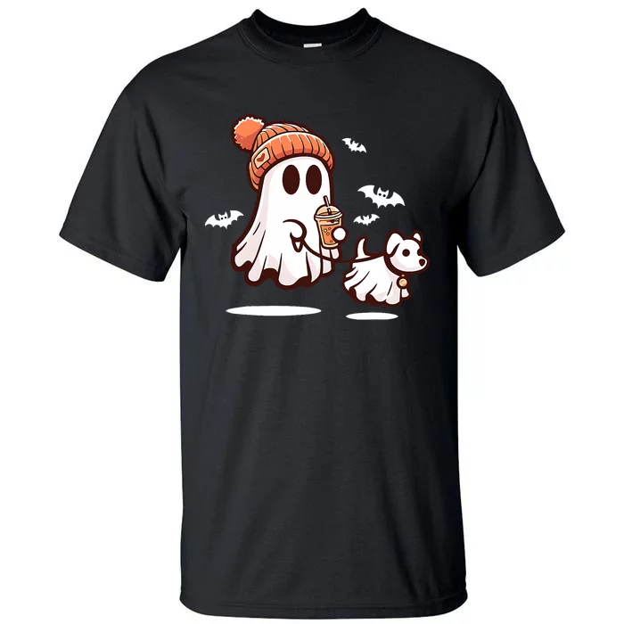 Ghost With Walking Dog Halloween Tall T-Shirt