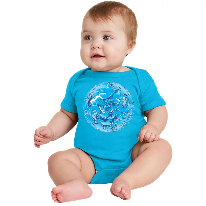 Great Wave Water Ball Emblem Baby Bodysuit