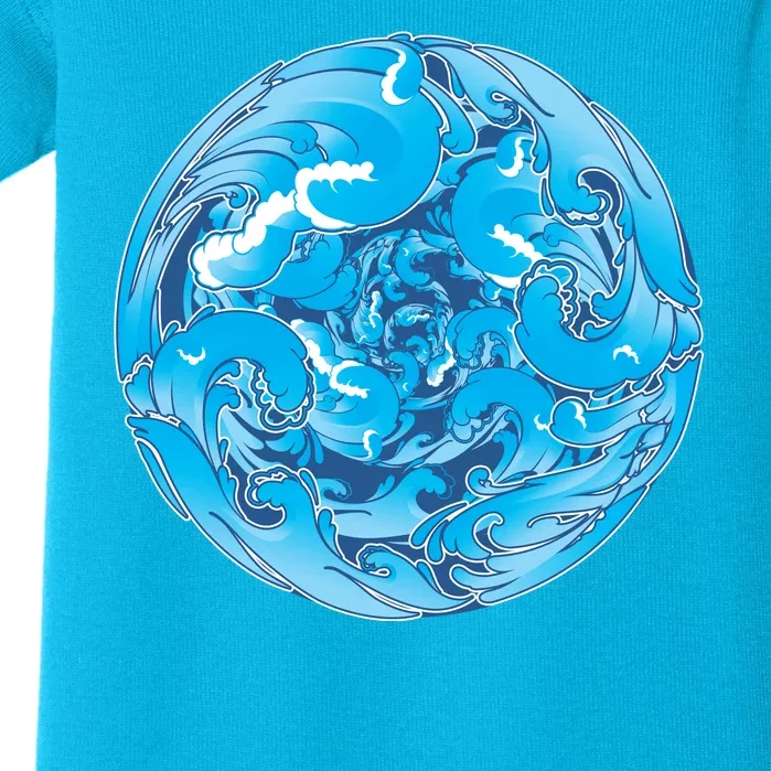 Great Wave Water Ball Emblem Baby Bodysuit