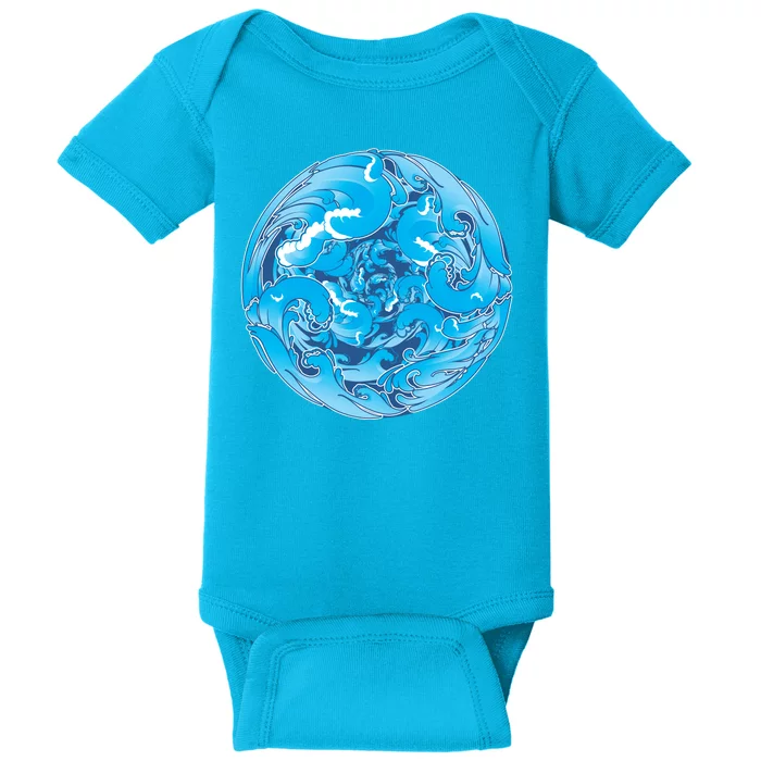 Great Wave Water Ball Emblem Baby Bodysuit