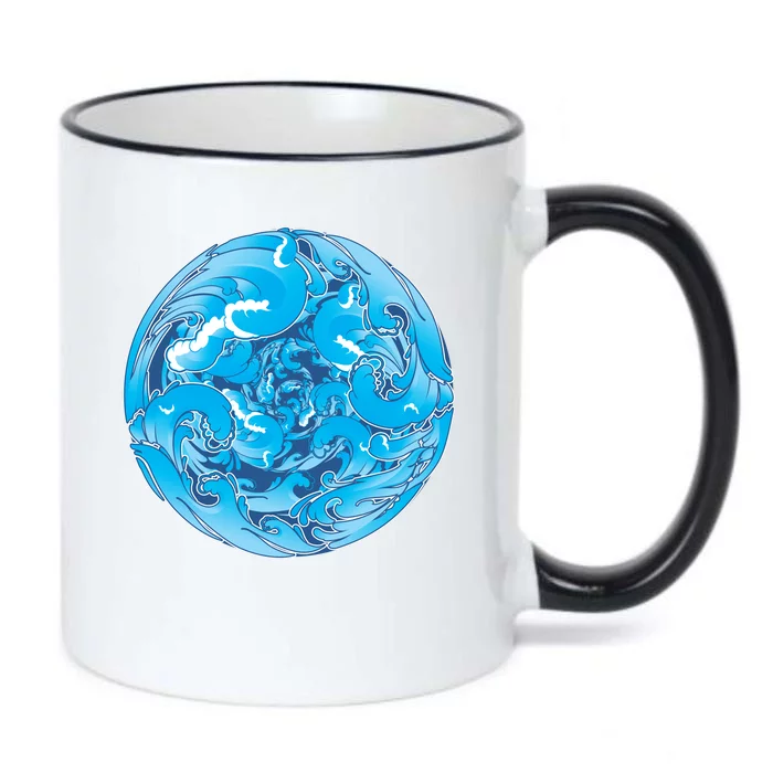 Great Wave Water Ball Emblem Black Color Changing Mug