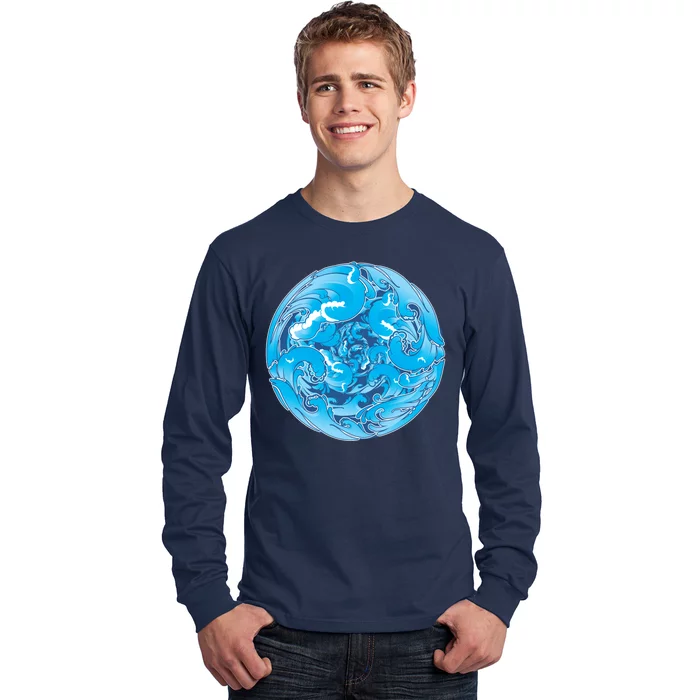 Great Wave Water Ball Emblem Long Sleeve Shirt