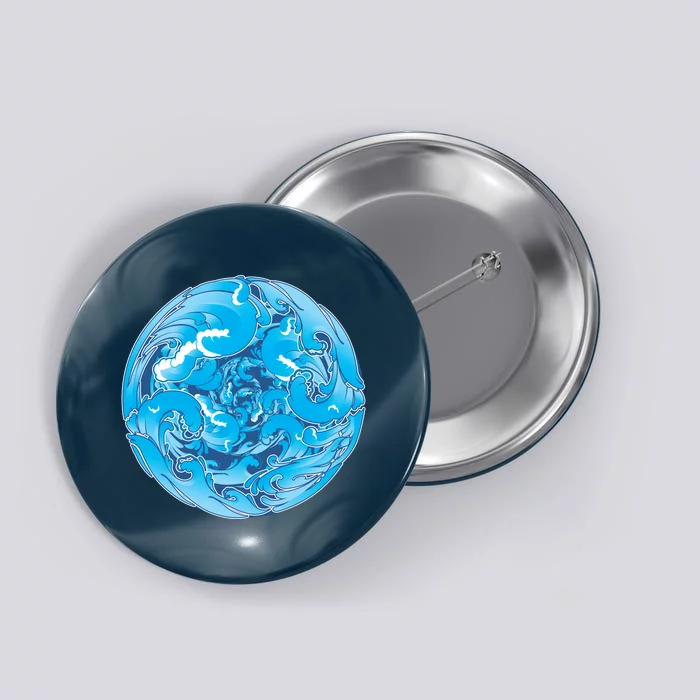 Great Wave Water Ball Emblem Button